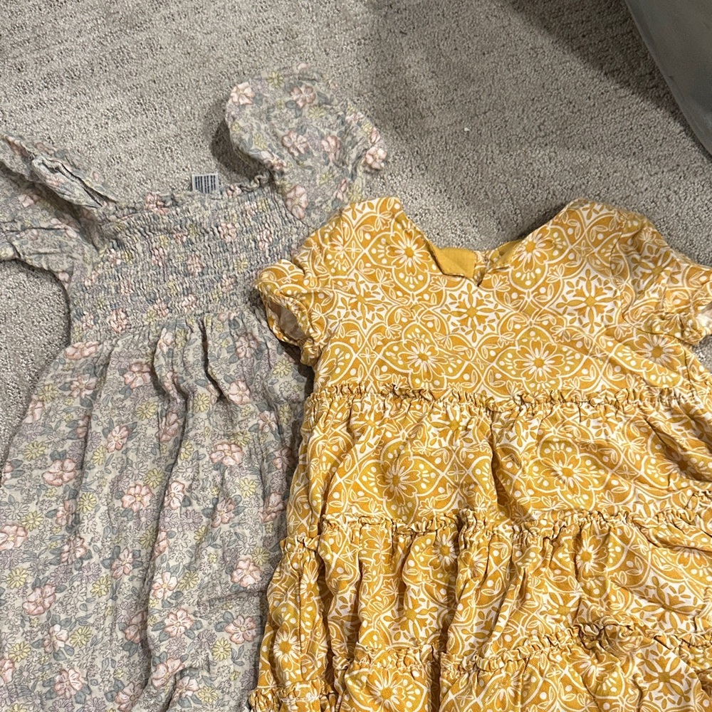Floral Yellow and Gray Kids Dress Set